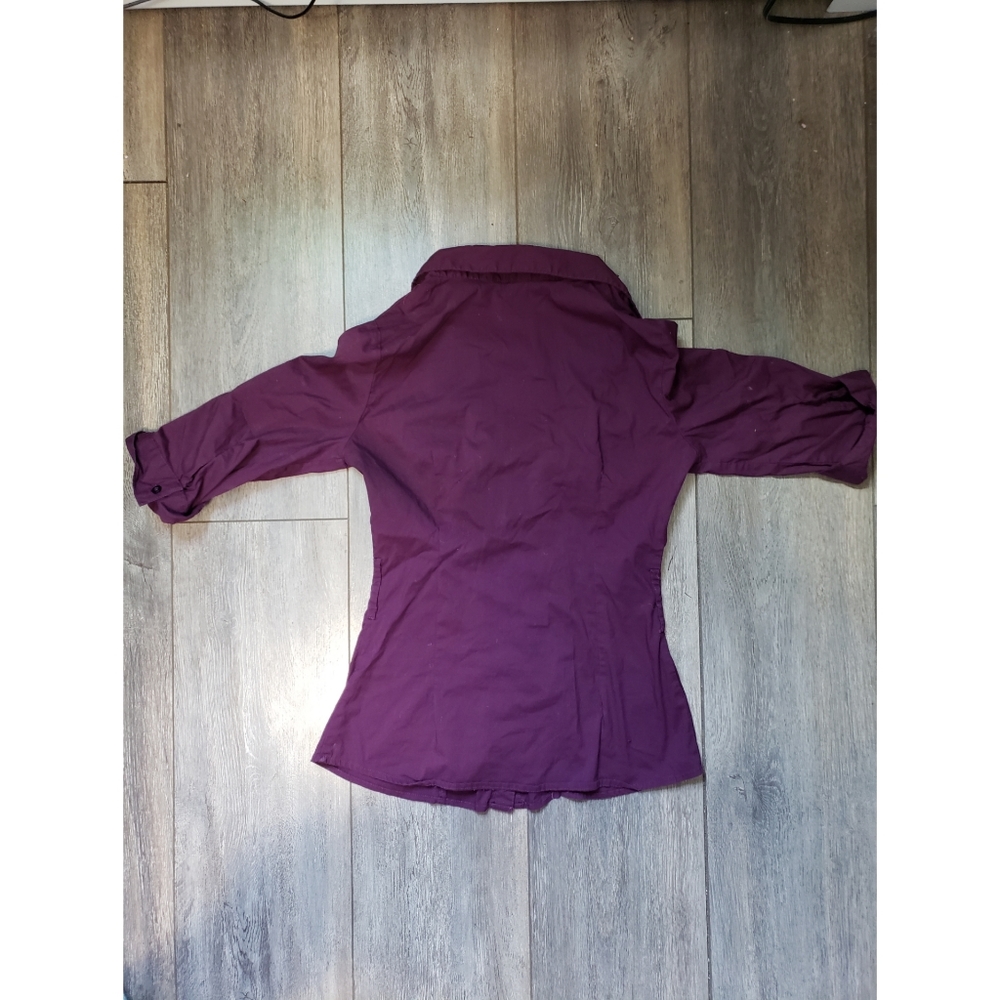 Mandee Roll Up Sleeve Ruffle Rouched Button Down - Picture 9 of 9